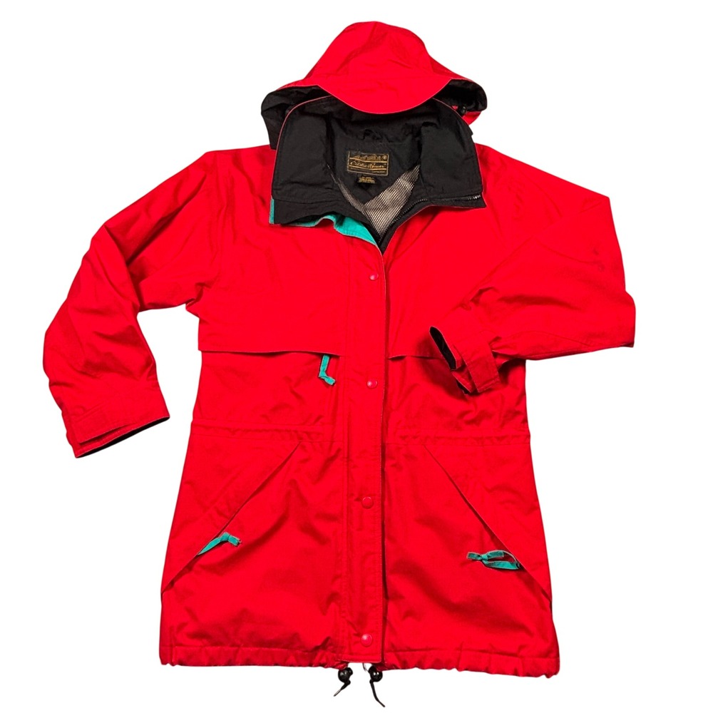 Eddie Bauer Gore-Tex Jacket Womens Medium Red Vintage Mountain Parka Hooded